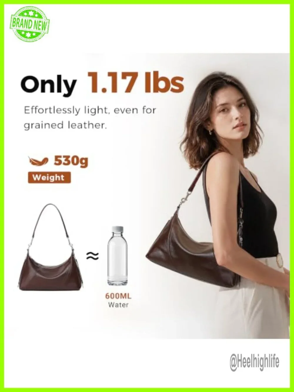 Genuine Leather Hobo Bag, Minimalist Shoulder & Crossbody